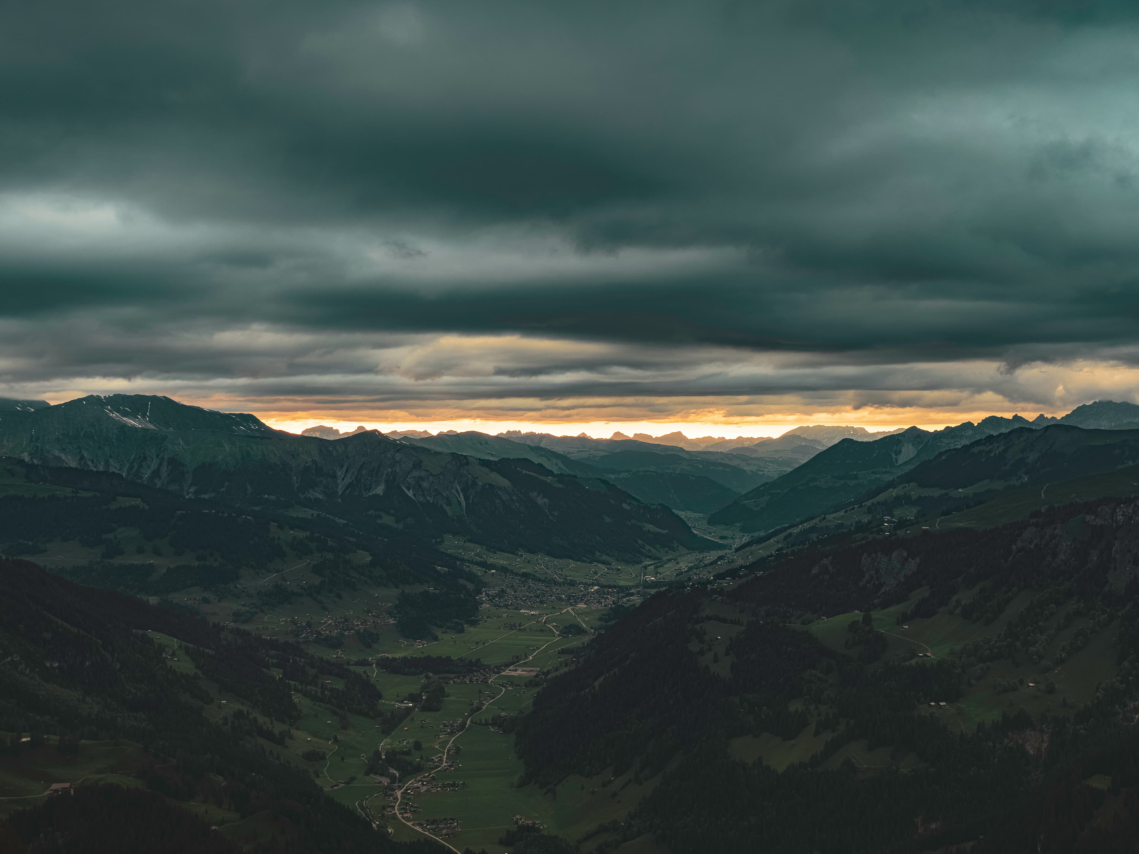 Golden Horizon Between Storm and Stone