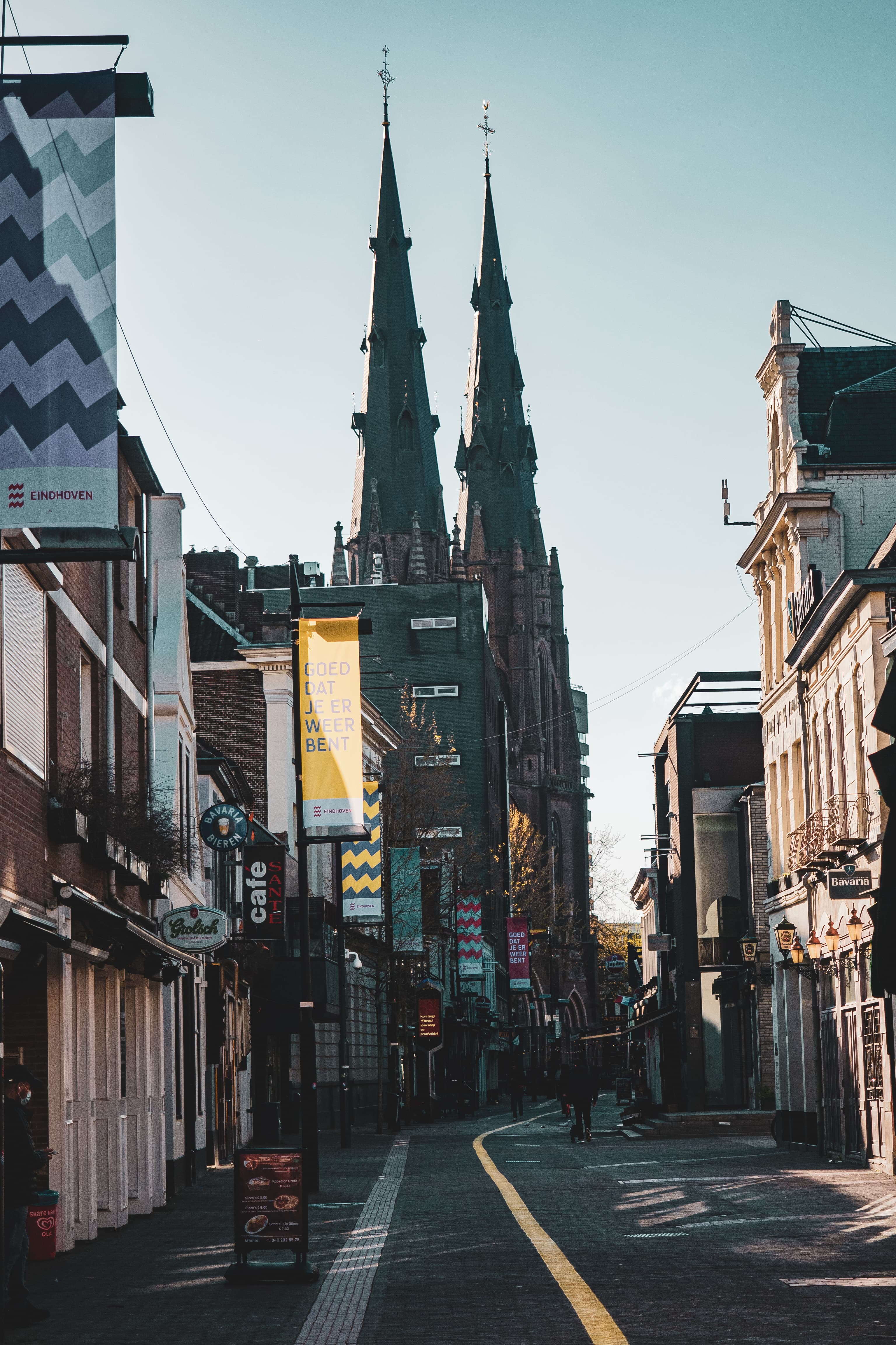 Twin Spires Over Eindhoven Streets